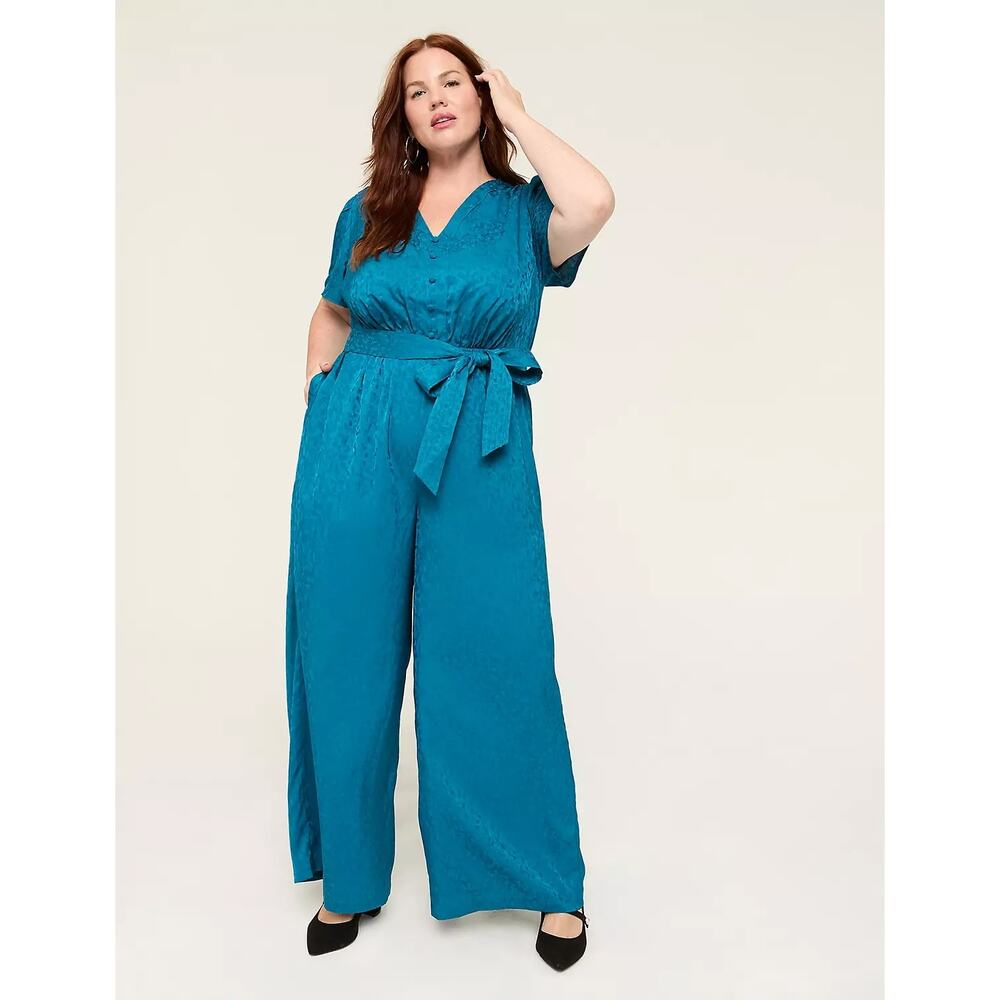 NEW Lane Bryant  Jacquard V-Neck Jumpsuit 22